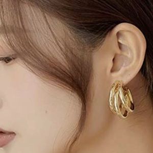 Three Layered Gold Earring